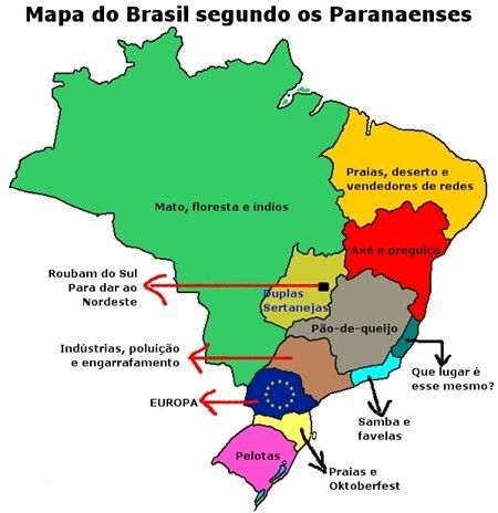 mapa do brasil. Mapa do Brasil segundo os